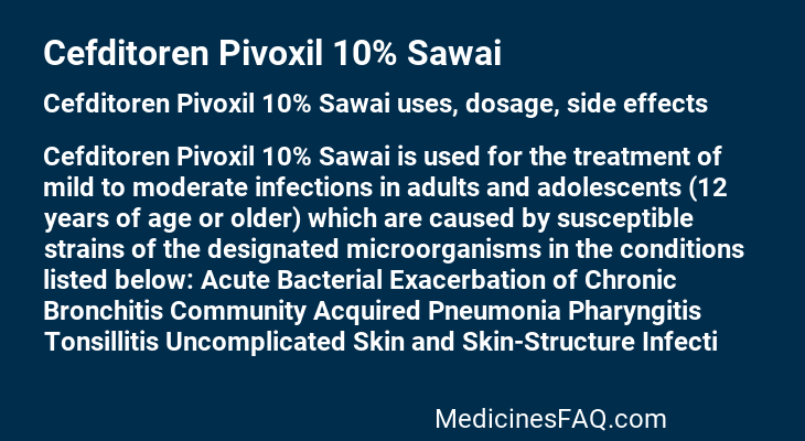 Cefditoren Pivoxil 10% Sawai