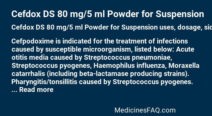 Cefdox DS 80 mg/5 ml Powder for Suspension