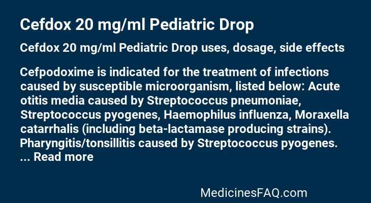 Cefdox 20 mg/ml Pediatric Drop