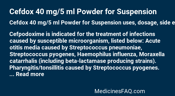 Cefdox 40 mg/5 ml Powder for Suspension