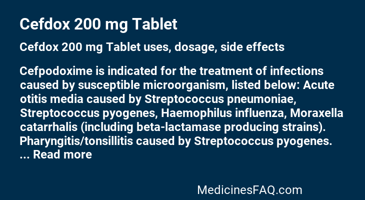 Cefdox 200 mg Tablet