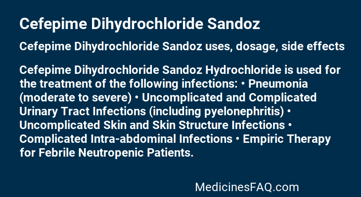 Cefepime Dihydrochloride Sandoz
