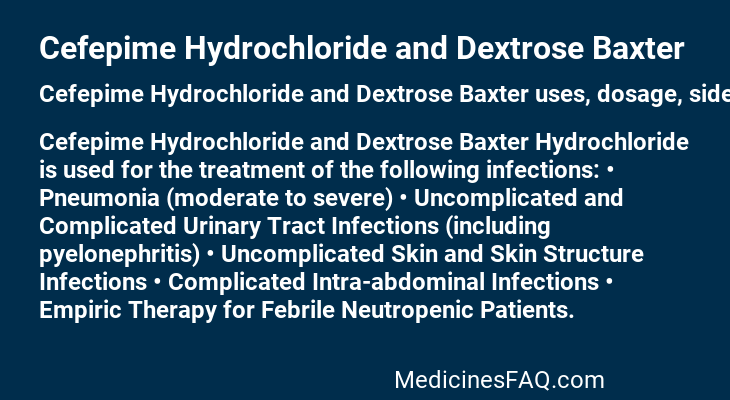 Cefepime Hydrochloride and Dextrose Baxter