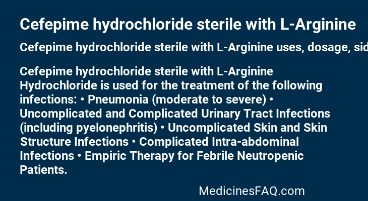 Cefepime hydrochloride sterile with L-Arginine
