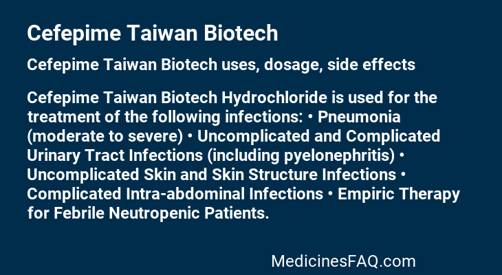 Cefepime Taiwan Biotech