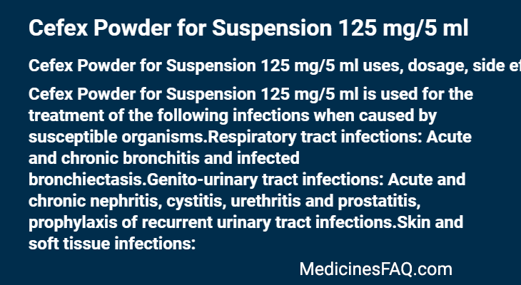 Cefex Powder for Suspension 125 mg/5 ml