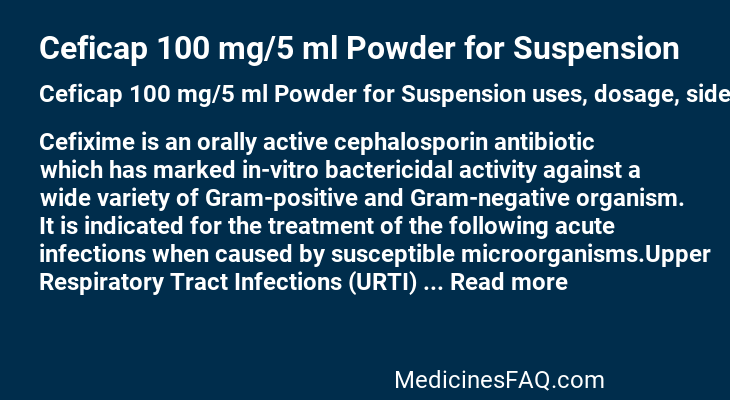 Ceficap 100 mg/5 ml Powder for Suspension