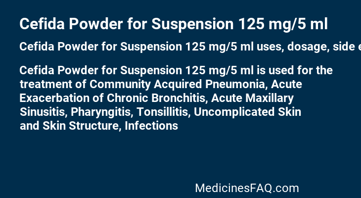 Cefida Powder for Suspension 125 mg/5 ml