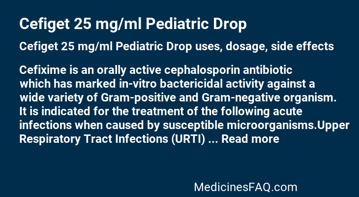 Cefiget 25 mg/ml Pediatric Drop