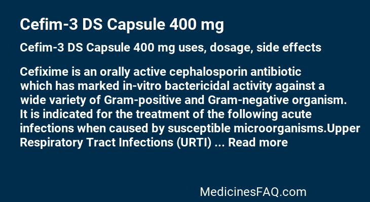 Cefim-3 DS Capsule 400 mg