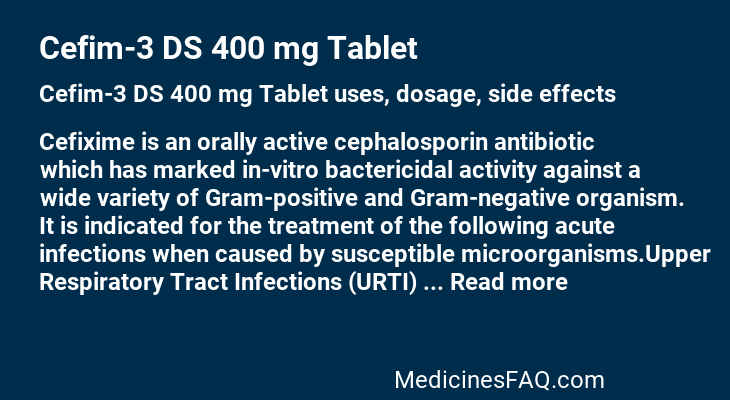 Cefim-3 DS 400 mg Tablet