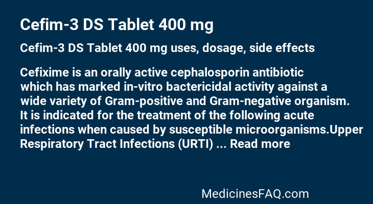 Cefim-3 DS Tablet 400 mg