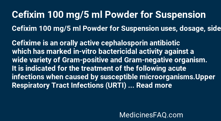 Cefixim 100 mg/5 ml Powder for Suspension