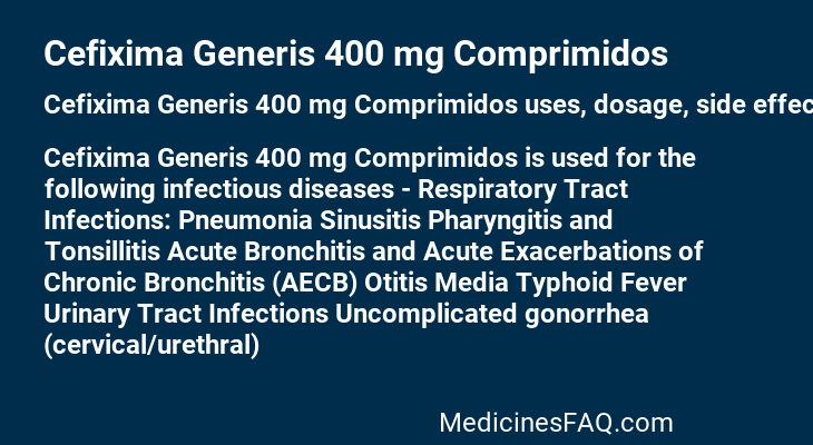 Cefixima Generis 400 mg Comprimidos