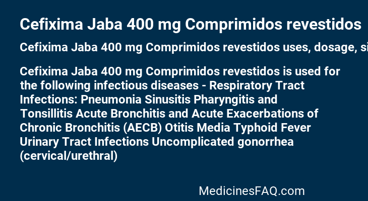 Cefixima Jaba 400 mg Comprimidos revestidos