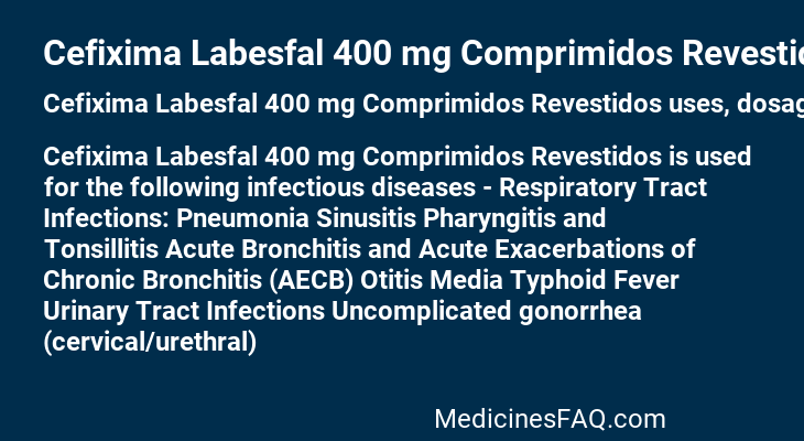 Cefixima Labesfal 400 mg Comprimidos Revestidos