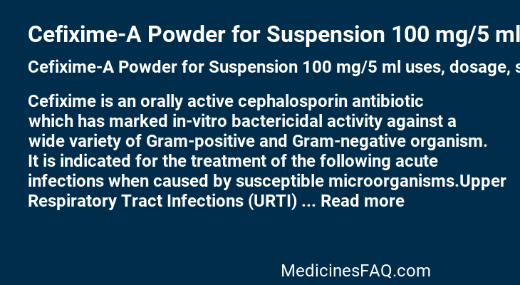 Cefixime-A Powder for Suspension 100 mg/5 ml