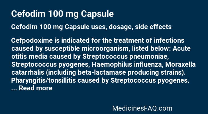 Cefodim 100 mg Capsule