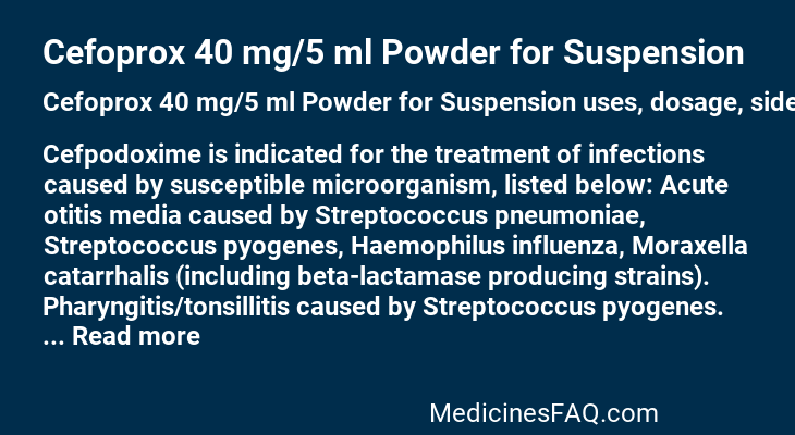 Cefoprox 40 mg/5 ml Powder for Suspension