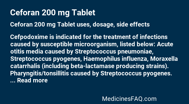 Ceforan 200 mg Tablet