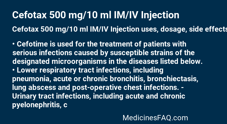 Cefotax 500 mg/10 ml IM/IV Injection