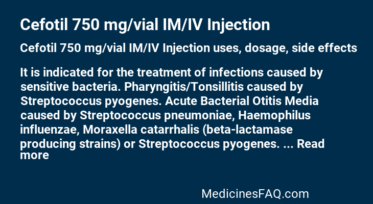 Cefotil 750 mg/vial IM/IV Injection