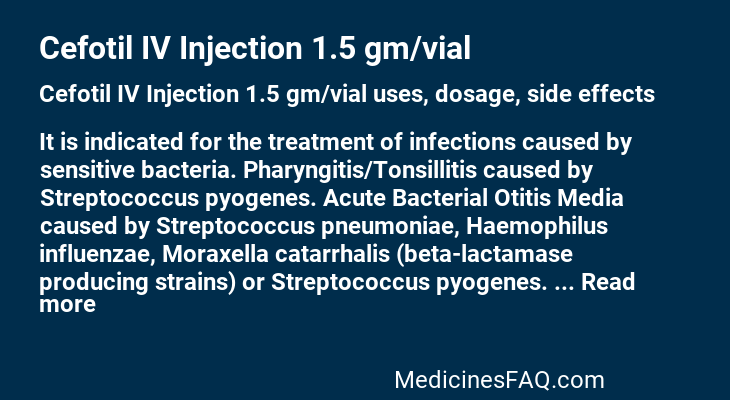 Cefotil IV Injection 1.5 gm/vial