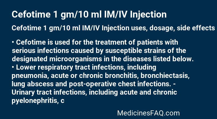 Cefotime 1 gm/10 ml IM/IV Injection