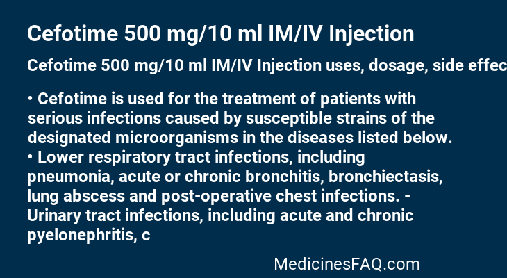 Cefotime 500 mg/10 ml IM/IV Injection