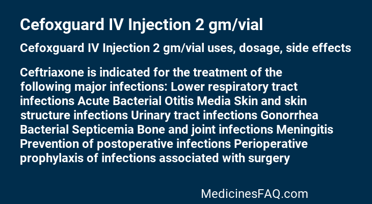 Cefoxguard IV Injection 2 gm/vial