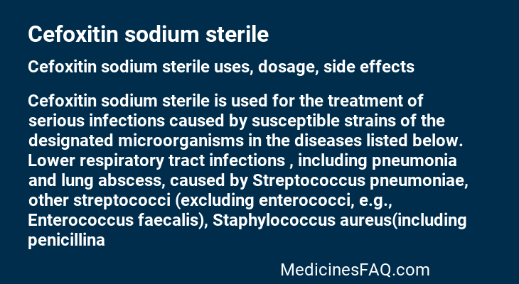 Cefoxitin sodium sterile