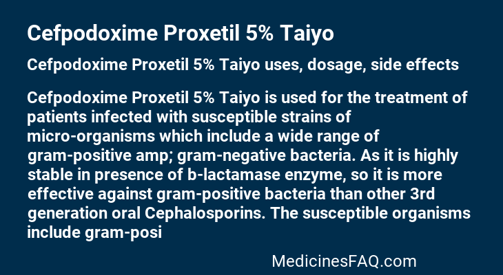 Cefpodoxime Proxetil 5% Taiyo