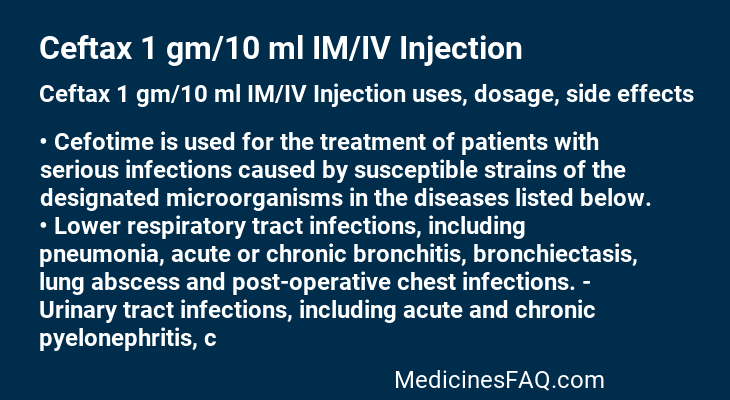 Ceftax 1 gm/10 ml IM/IV Injection