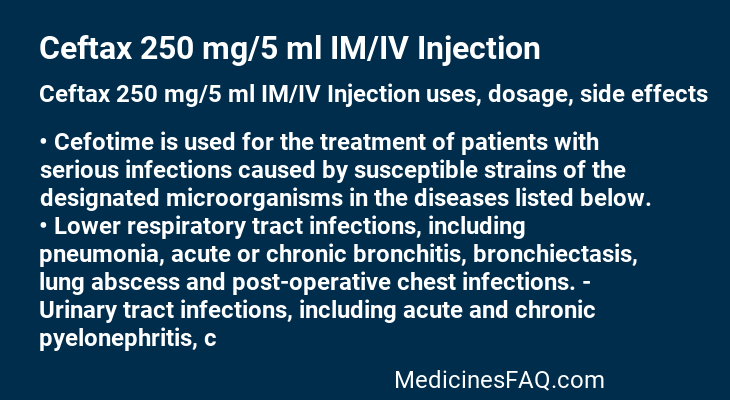 Ceftax 250 mg/5 ml IM/IV Injection