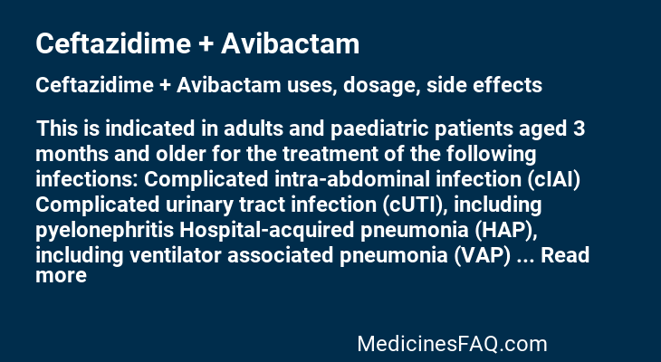 Ceftazidime + Avibactam