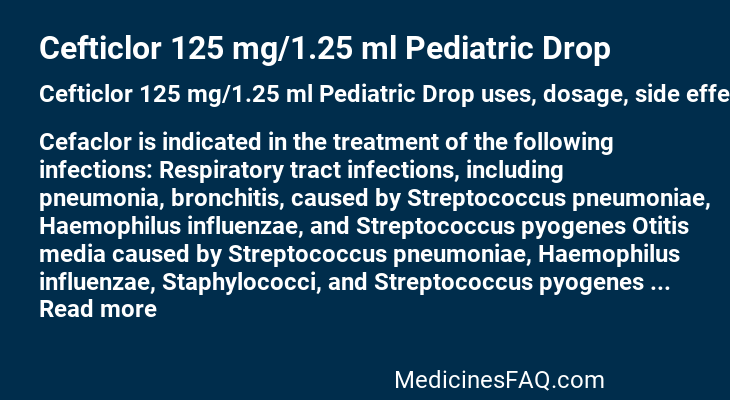 Cefticlor 125 mg/1.25 ml Pediatric Drop