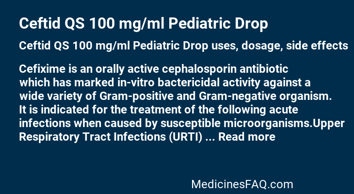 Ceftid QS 100 mg/ml Pediatric Drop