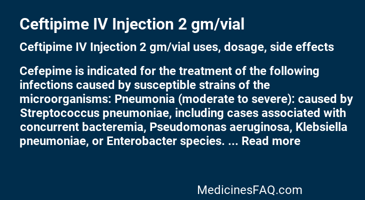 Ceftipime IV Injection 2 gm/vial