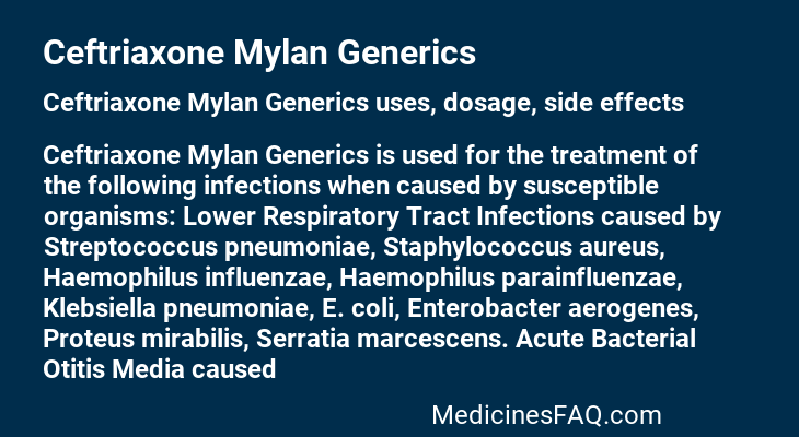 Ceftriaxone Mylan Generics