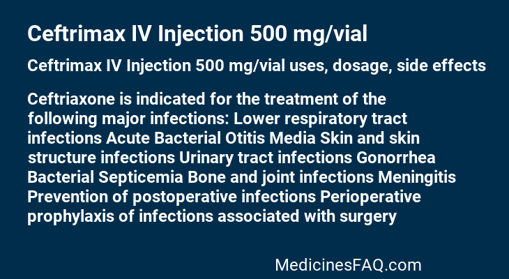 Ceftrimax IV Injection 500 mg/vial