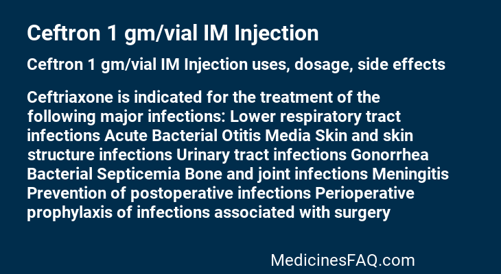 Ceftron 1 gm/vial IM Injection