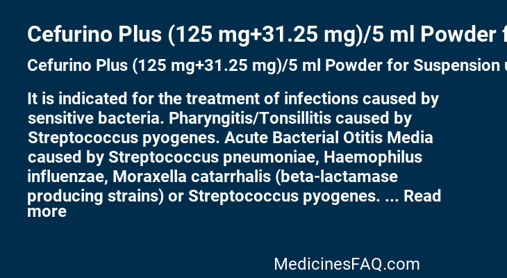 Cefurino Plus (125 mg+31.25 mg)/5 ml Powder for Suspension