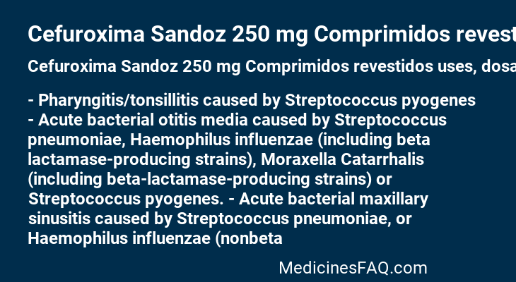 Cefuroxima Sandoz 250 mg Comprimidos revestidos