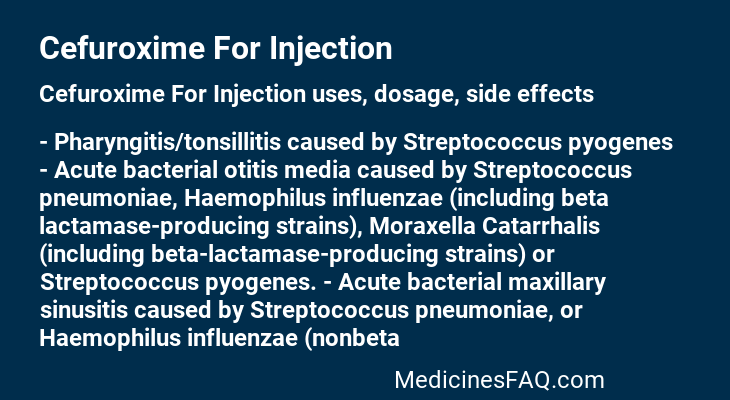 Cefuroxime For Injection