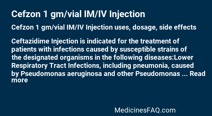 Cefzon 1 gm/vial IM/IV Injection