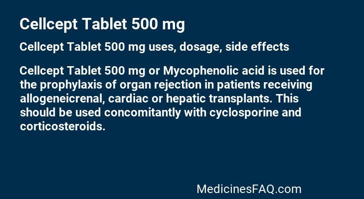 Cellcept Tablet 500 mg