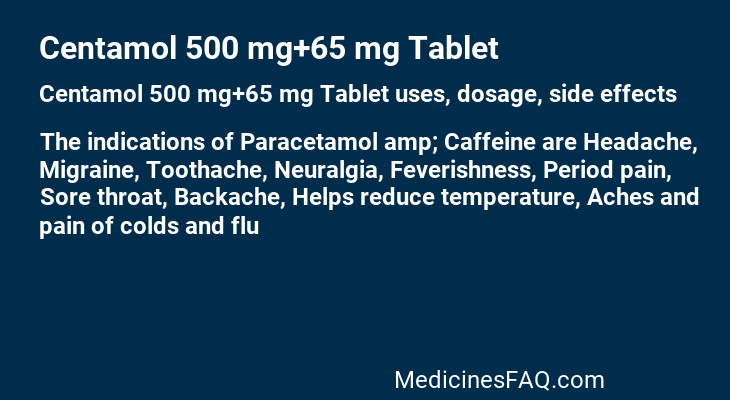 Centamol 500 mg+65 mg Tablet