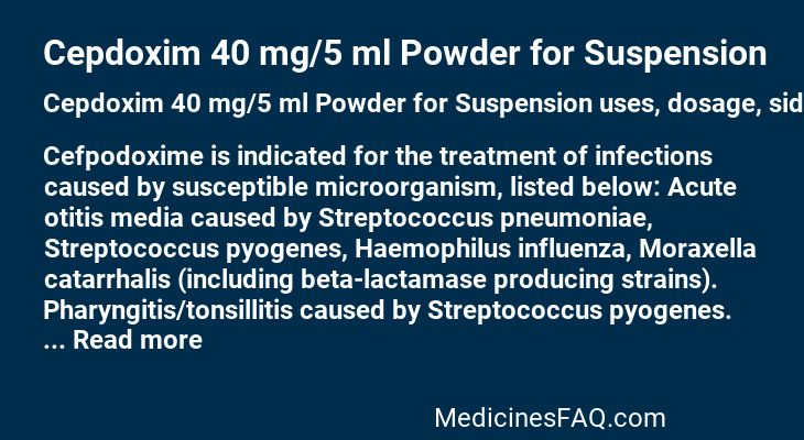 Cepdoxim 40 mg/5 ml Powder for Suspension