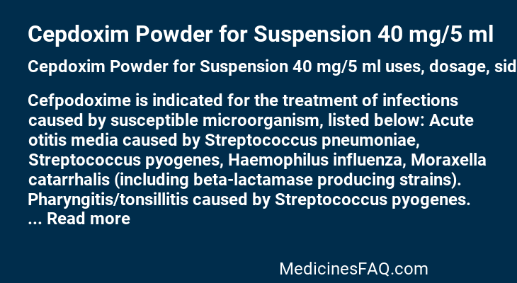 Cepdoxim Powder for Suspension 40 mg/5 ml