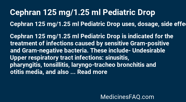 Cephran 125 mg/1.25 ml Pediatric Drop